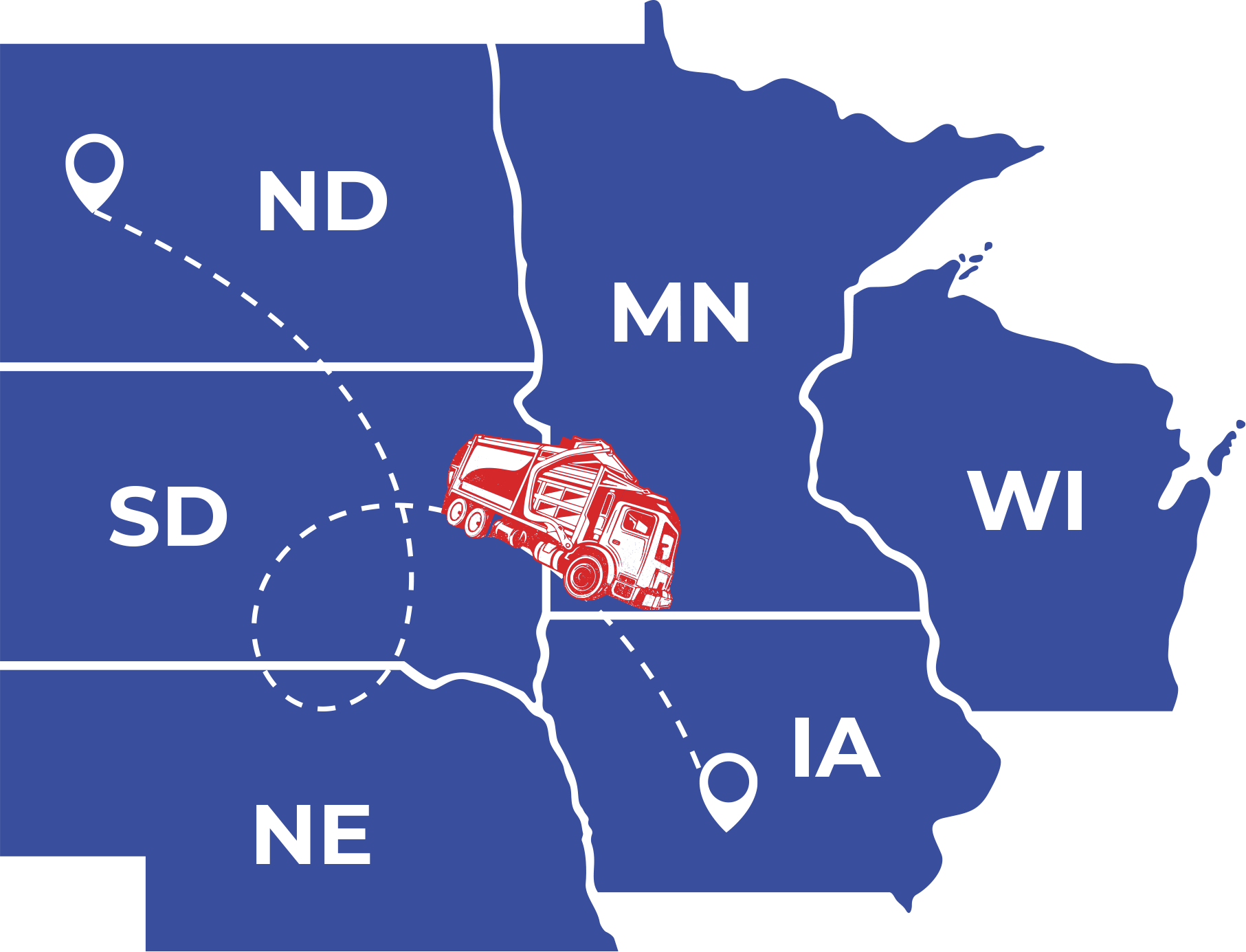 Traveling Trash Man Map States Lg
