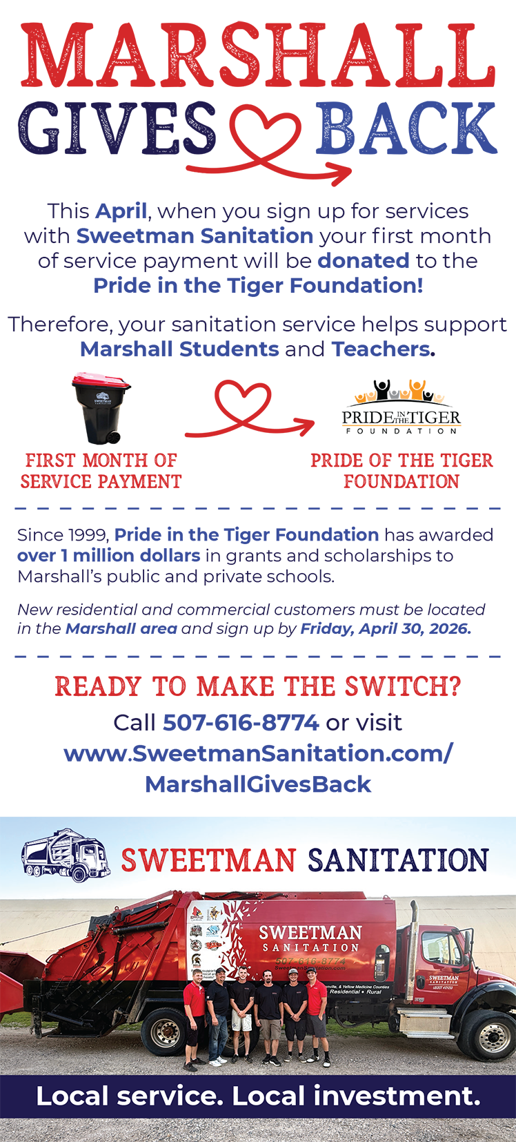 Sweetman Marshall Gives Back Rack Card